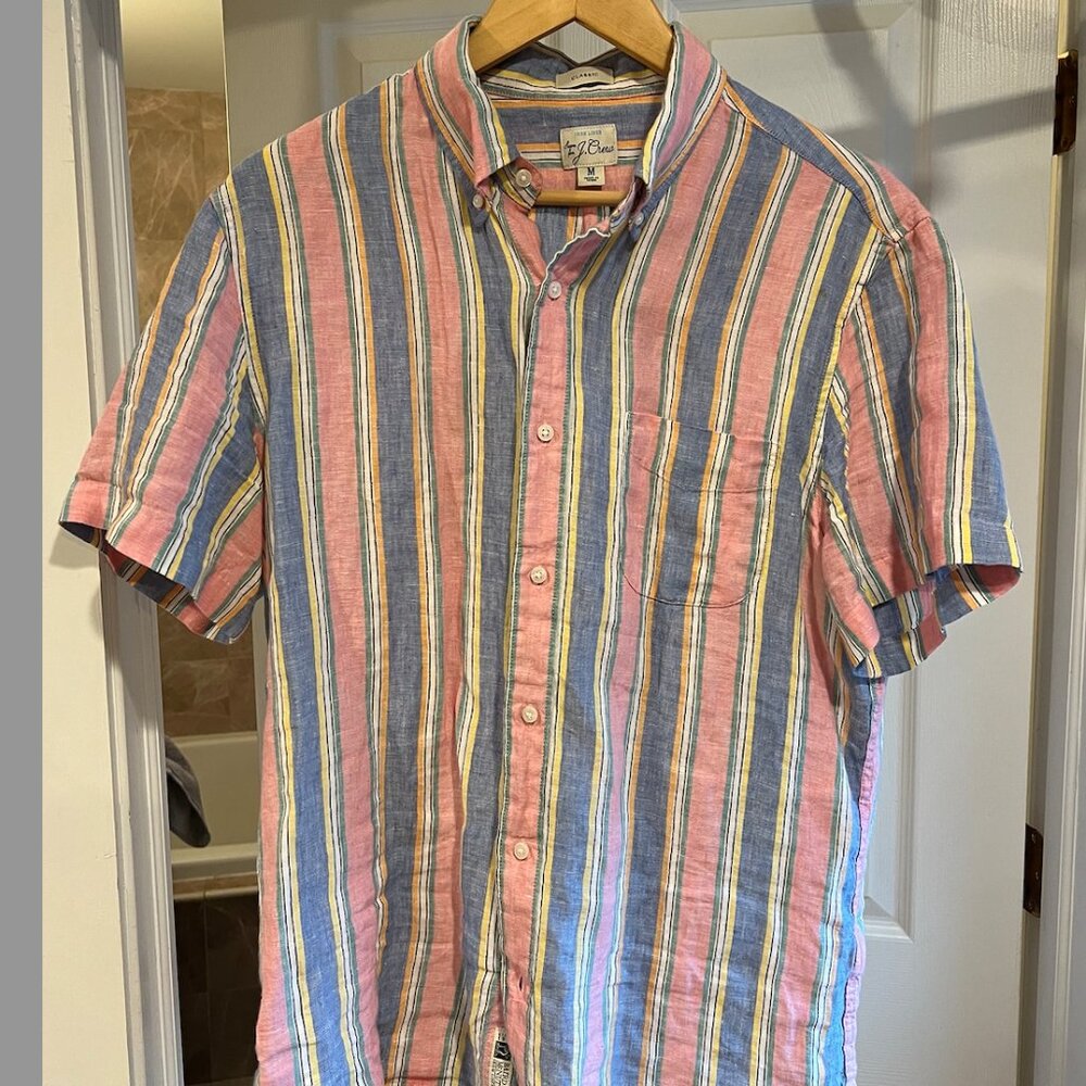 J. Crew Baird McNutt Irish Linen Short Sleeve Striped Spring